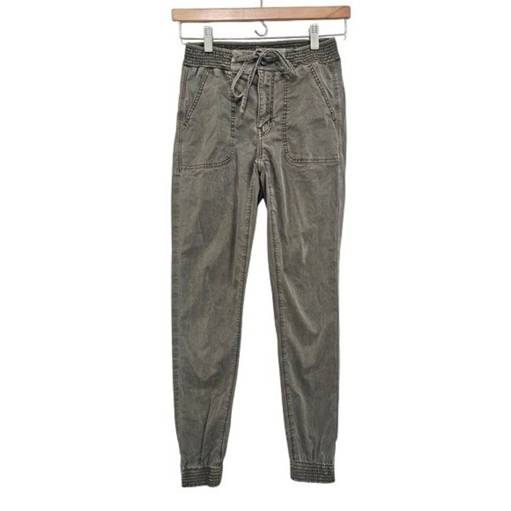 American Eagle Women 2 Olive Green Smocked Waist Utility Jogger Pants Casual ~‎